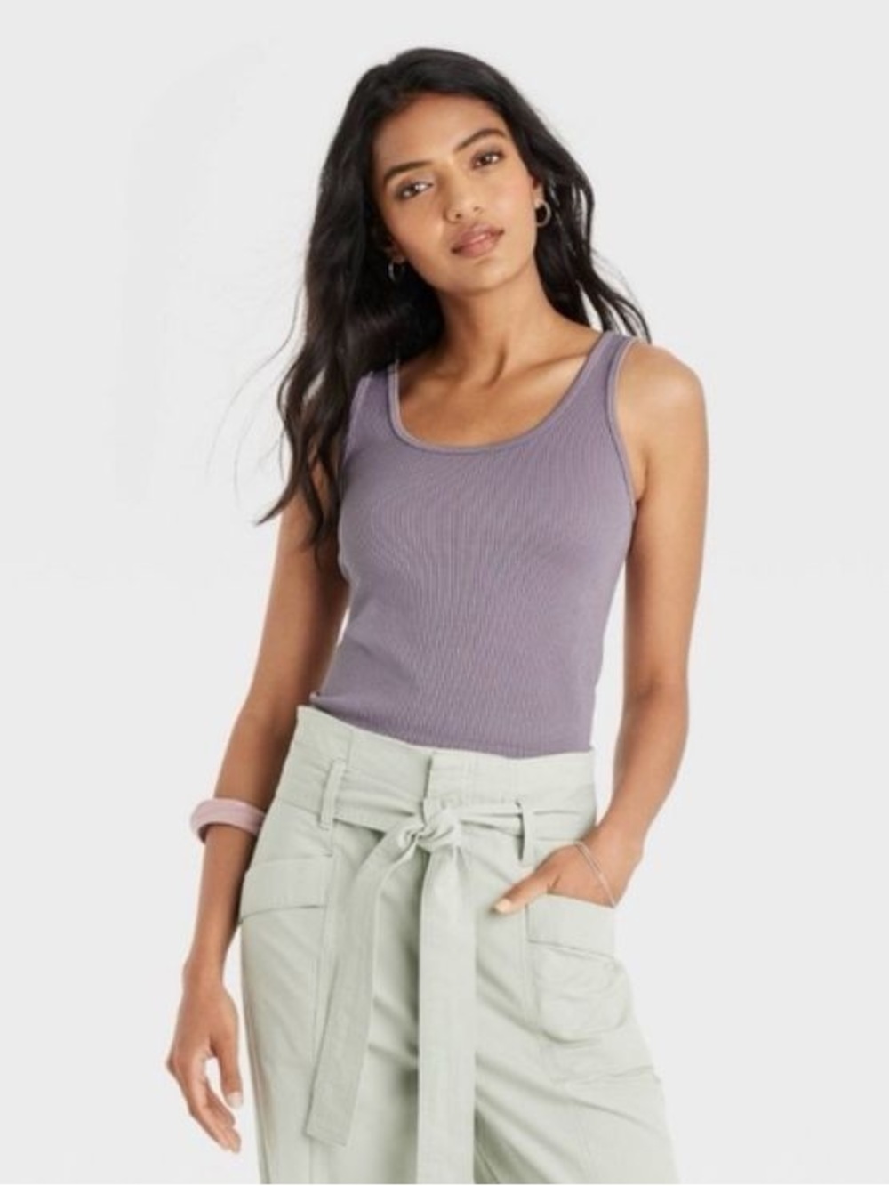 💜 Purple Ribbed Tank Top
